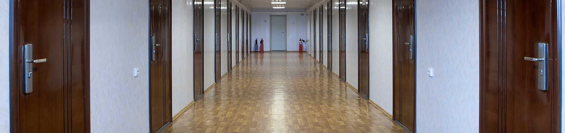 Commercial hallway doors secured with a master key system in Houston
